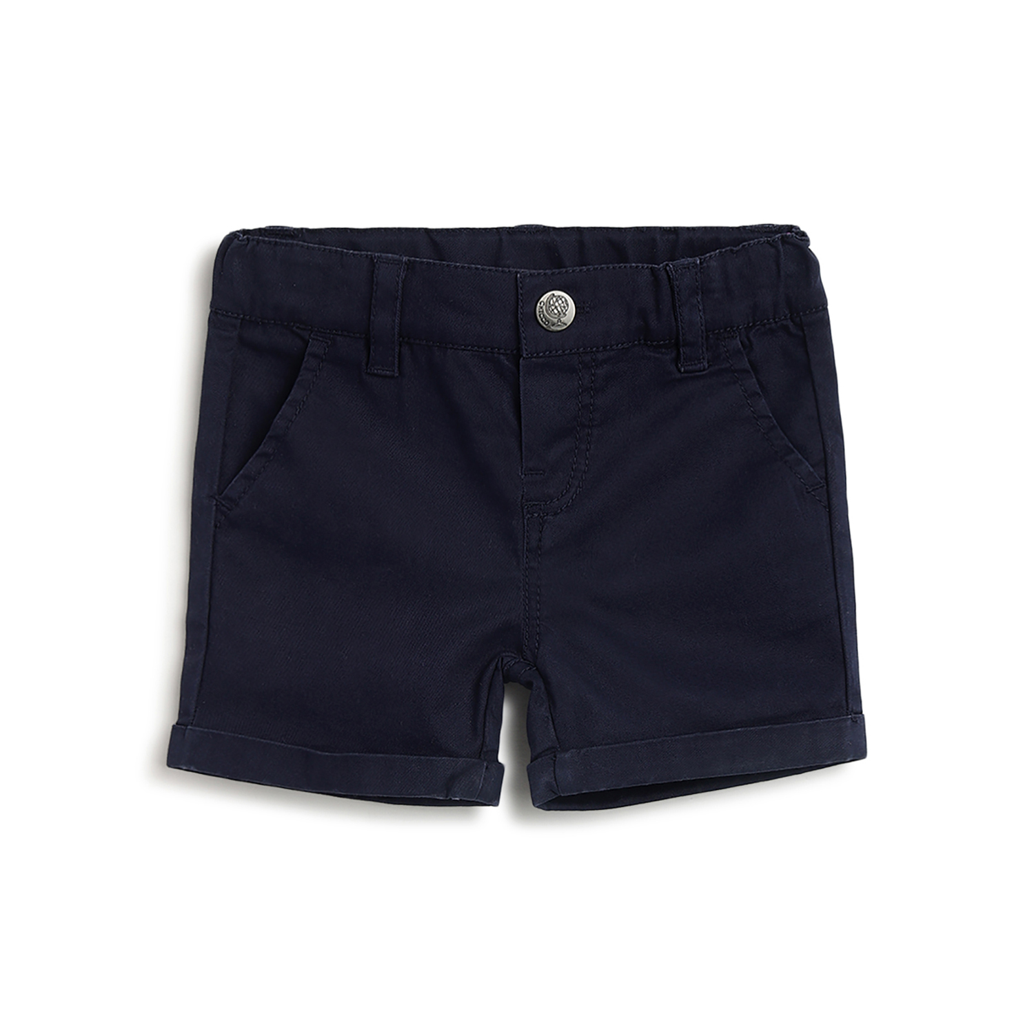 Boys Solid Shorts-Dark Blue